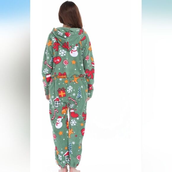 XMASCOMING Unisex Hooded Fleece Christmas Onesies One-Piece Pajamas NWT - Picture 3 of 7